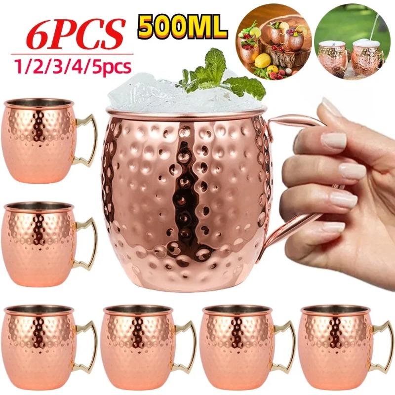 1-6 قطع أكواب كوكتيل نحاسية مط - مراجعة Mule Copper Mug وسعره