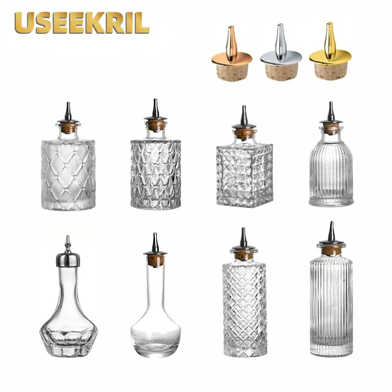 Bitters Bottle Set - زجاجات مرير الكوكتيل مع غطاء زجاجي