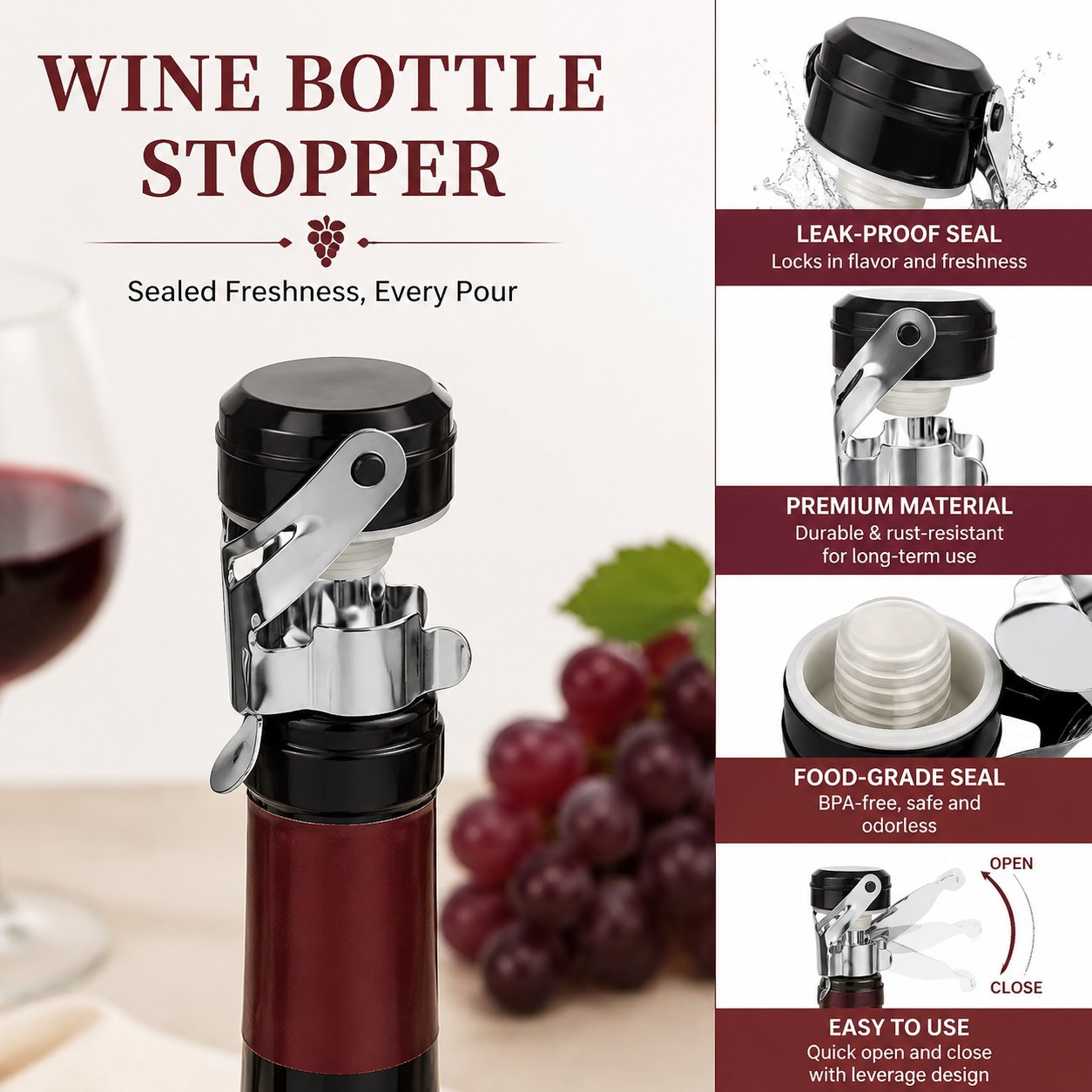 سدادة زجاجات من الفولاذ المقاو - مراجعة Wine Preservation Pump وسعره
