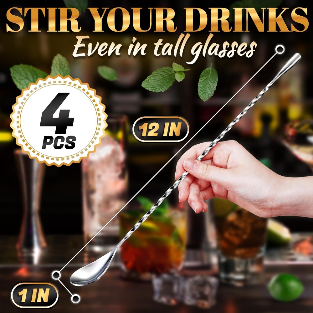 طقم 4 قطع من ملاعق البار، بطول - مراجعة Bar Spoon Twisted وسعره