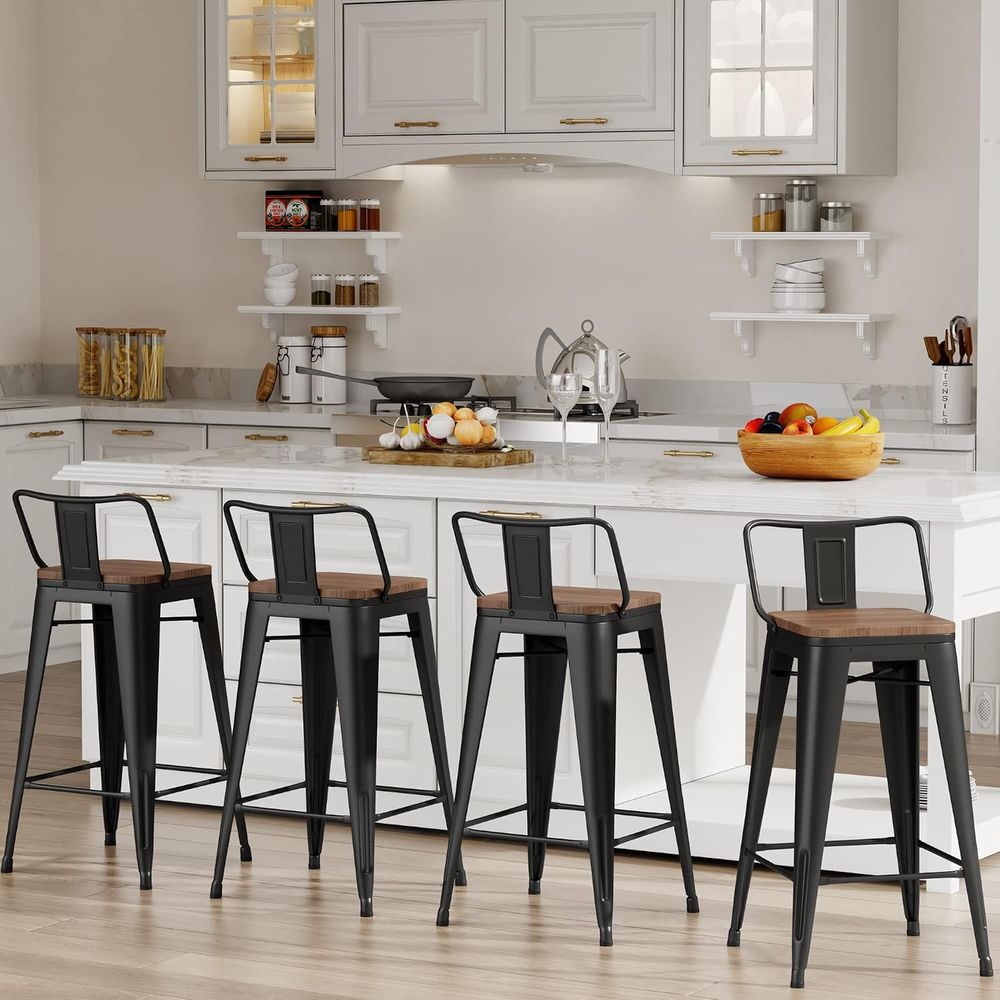 مجموعة من 4 كراسي بار معدنية ص - مراجعة Home Bar Stools وسعره