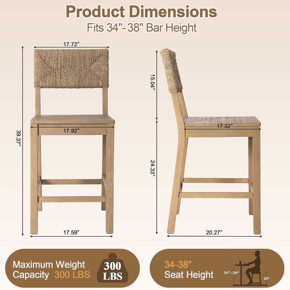 مجموعة من كرسيين بار بمسند ظهر - مراجعة Home Bar Stools وسعره