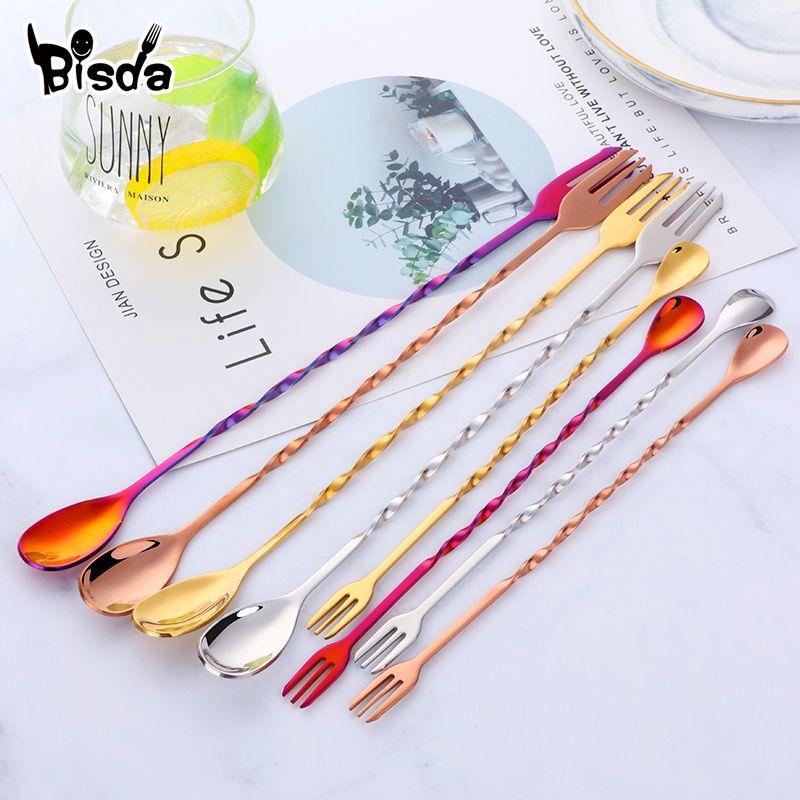 ملاعق بار الكوكتيل مع شوكة، ست - مراجعة Bar Spoon Twisted وسعره